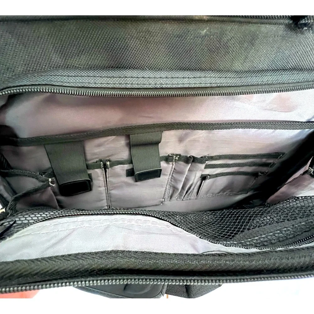 Dark Black Large Sturdy Multi Compartment Laptop Bag by Dell with Strap